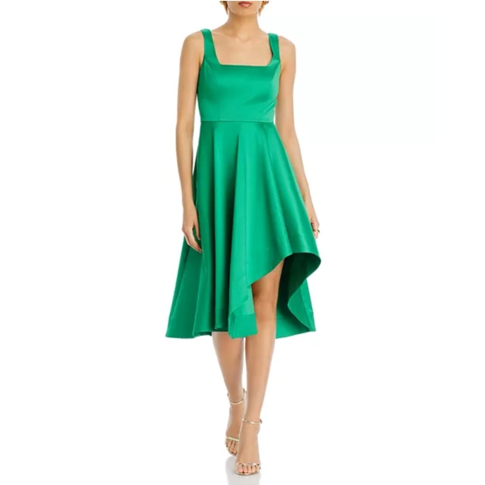 Eliza J Emerald Asymmetric Fit and Flare Dress